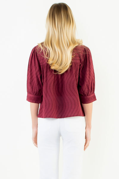 Flowy Cut Out Top - Burgundy