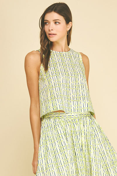 Geo Print Crop Top - Green