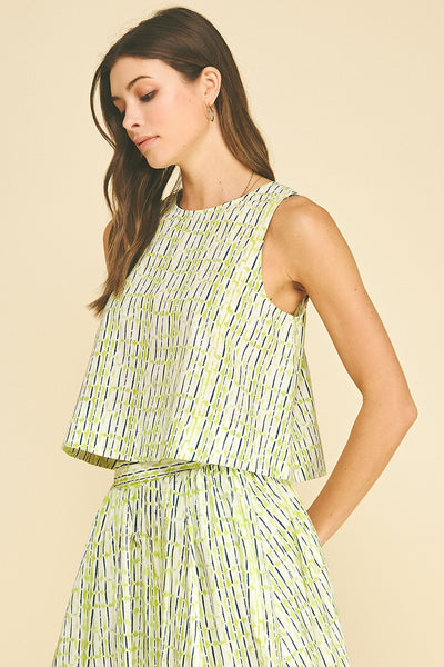 Geo Print Crop Top - Green