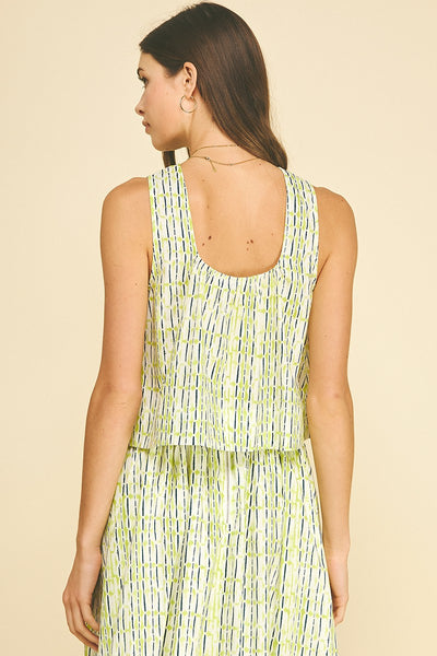 Geo Print Crop Top - Green