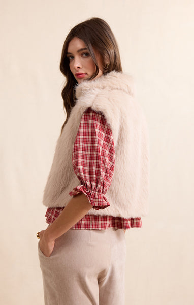 Georgette Faux Fur Vest - Taupe