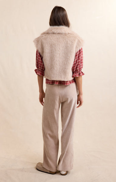 Georgette Faux Fur Vest - Taupe