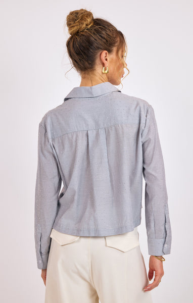 Glacier Glow Rhinestone Shirt - Blue