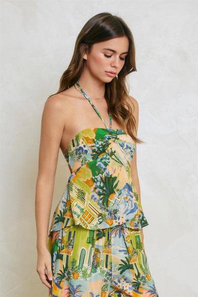 Golden Tide Halter Top - Multi
