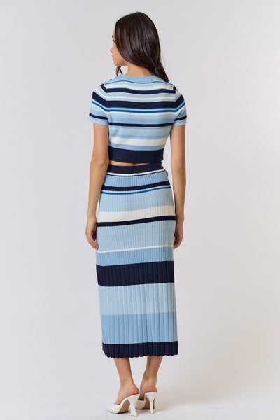 Gracie Top And Midi Skirt Set - Striped