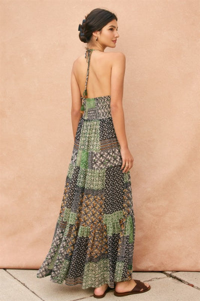 Greek Goddess Halter Maxi - Green