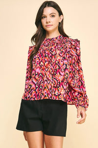 Greer Front Pintuck Top - Pink