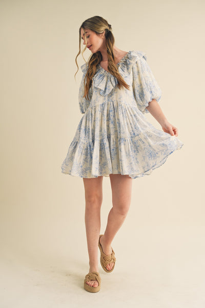 Greta Flowy Mini Dress - Blue