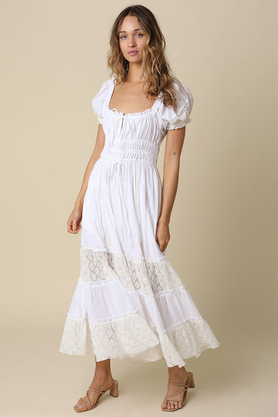 Greta Tiered Lace Maxi - White