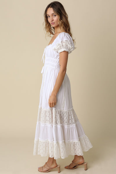 Greta Tiered Lace Maxi - White