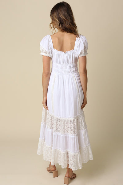Greta Tiered Lace Maxi - White
