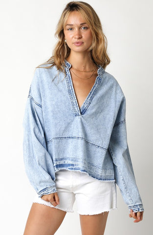 Heather Denim Top - Denim