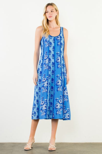 Heather Floral Midi Dress - Blue