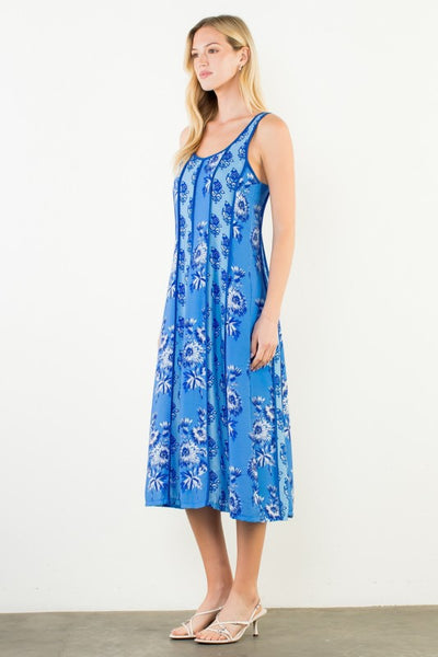 Heather Floral Midi Dress - Blue