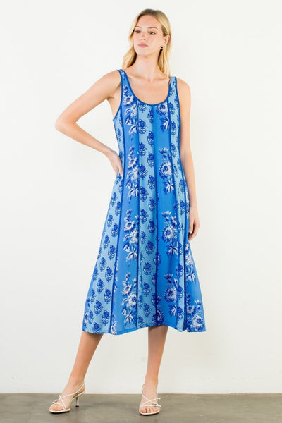 Heather Floral Midi Dress - Blue