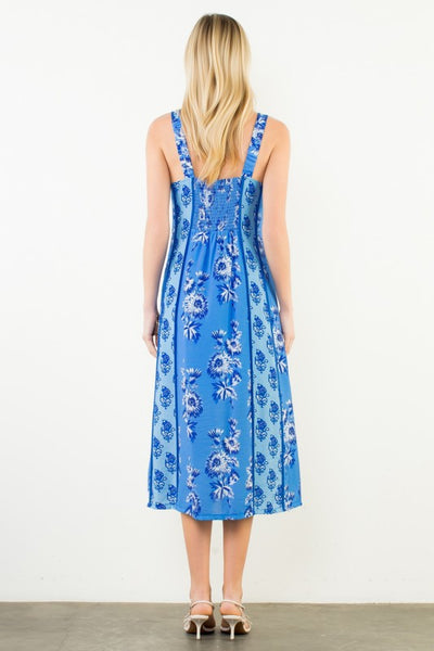 Heather Floral Midi Dress - Blue