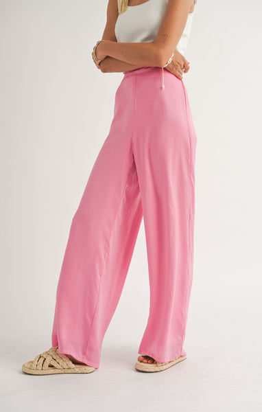 Hibiscus Wide Leg Pants - Pink