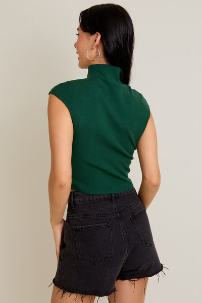 High Neck Sweater Top - Green
