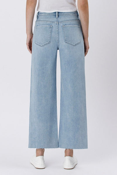 Hr Raw Hem Wide Leg Jeans - Light Denim