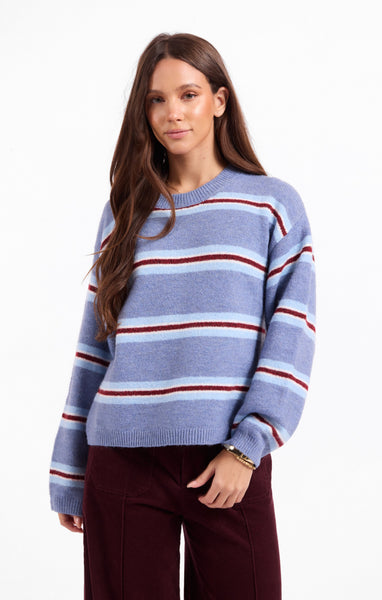 Hudson Stripe Sweater - Blue
