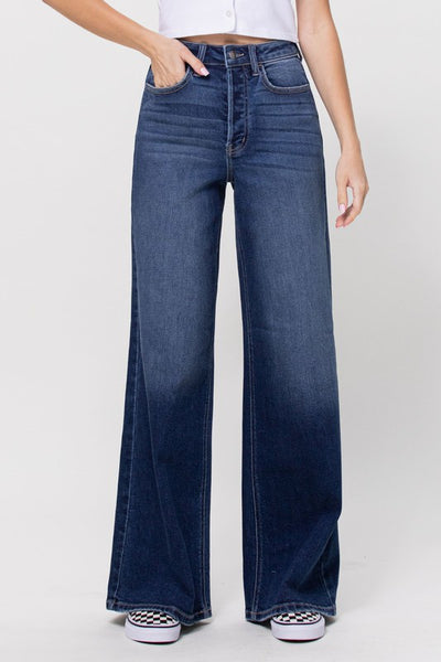 In Love High Rise Wide Leg - Dark Denim