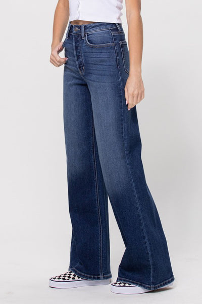 In Love High Rise Wide Leg - Dark Denim