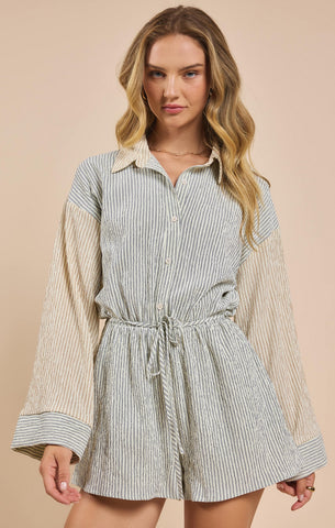 In The Clouds Contrast Romper - Navy