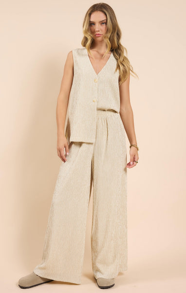 In The Clouds Wide Leg Pants - Cream