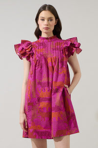 In The Jungle Shift Mini Dress - Magenta