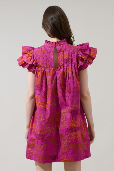 In The Jungle Shift Mini Dress - Magenta