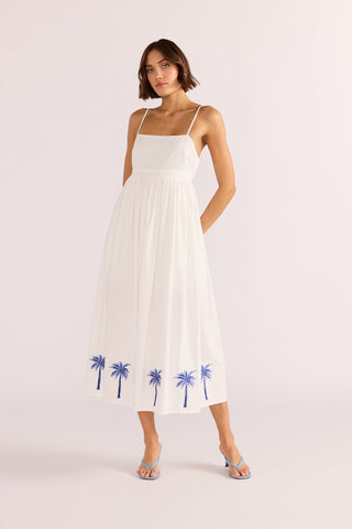Isadora Emb Midi Dress - White