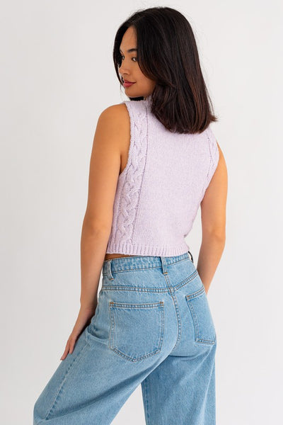 Jade Mock Neck Crop Sweater - Purple