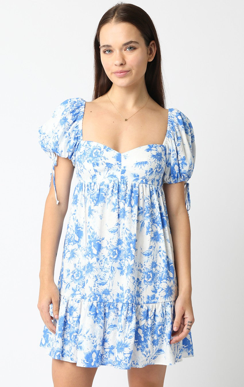 January Blossom Mini Dress - Blue