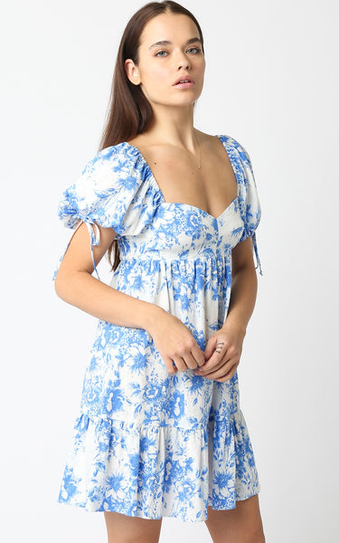 January Blossom Mini Dress - Blue