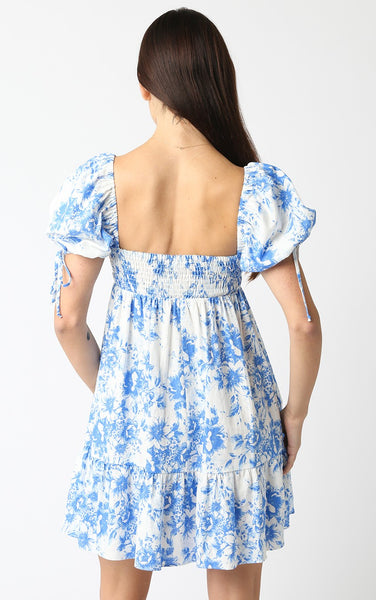 January Blossom Mini Dress - Blue