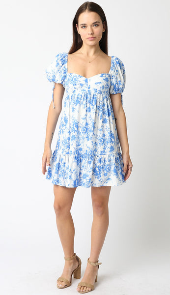 January Blossom Mini Dress - Blue