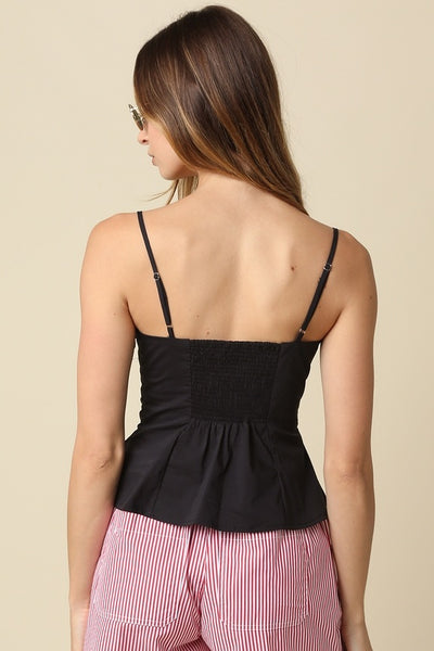 Johnny Peplum Cami Top - Black
