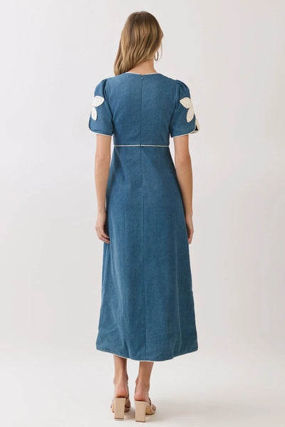 Jules Contrast Trim Midi Dress - Denim