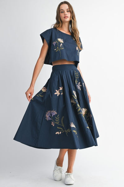 Jules Floral Emb Set - Navy
