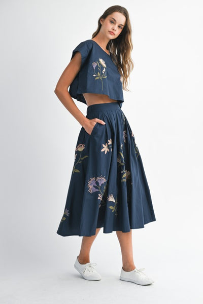 Jules Floral Emb Set - Navy