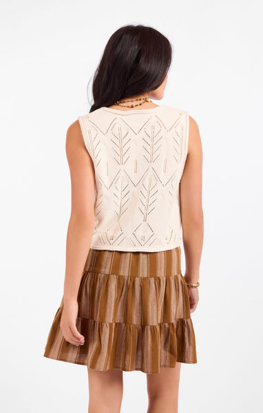 Junie Pointelle Sweater Vest - Ivory