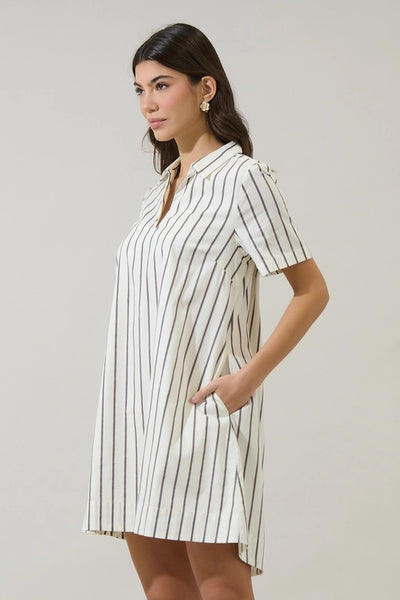 Kamara Striped Mini Dress - Ivory