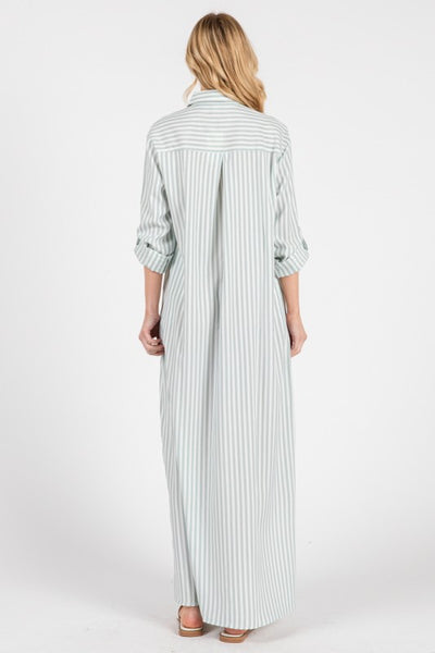 Karey Button Down Maxi - Striped