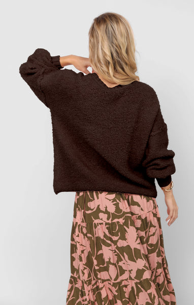 Karlie Crew Neck Sweater - Brown