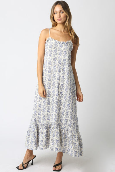 Katie Ruffle Maxi Dress - Blue