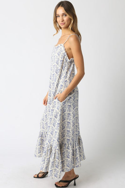 Katie Ruffle Maxi Dress - Blue