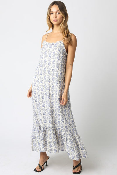 Katie Ruffle Maxi Dress - Blue