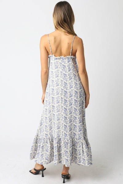 Katie Ruffle Maxi Dress - Blue