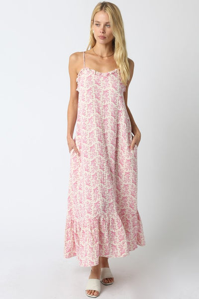 Katie Ruffle Maxi Dress - Pink