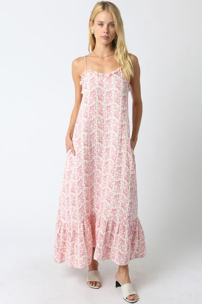 Katie Ruffle Maxi Dress - Pink